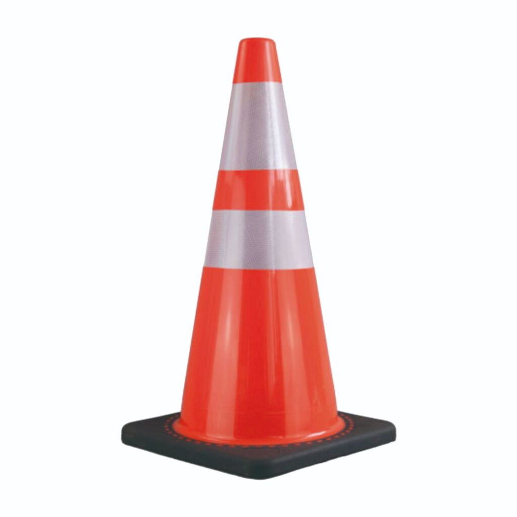 Cono de Seguridad Vial PVC 28" / 70 cm Base Negra Reflectante Resistor