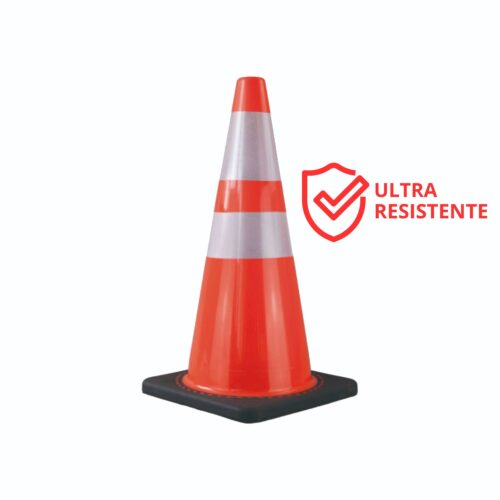 Cono de seguridad vial PVC 28 pulgadas base negra reflectante Resistor