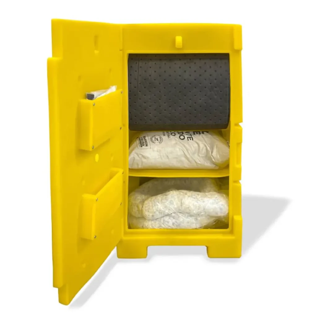 Kit Antiderrame Universal 120 L con Gabinete – Contención de Derrames y Productos Químicos