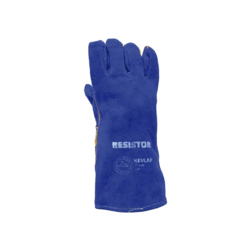 Guante soldador azul Kevlar 14 resistente al fuego y chispas