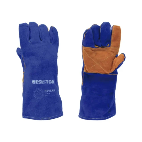 Guante soldador azul Kevlar 14 resistente al fuego y chispas