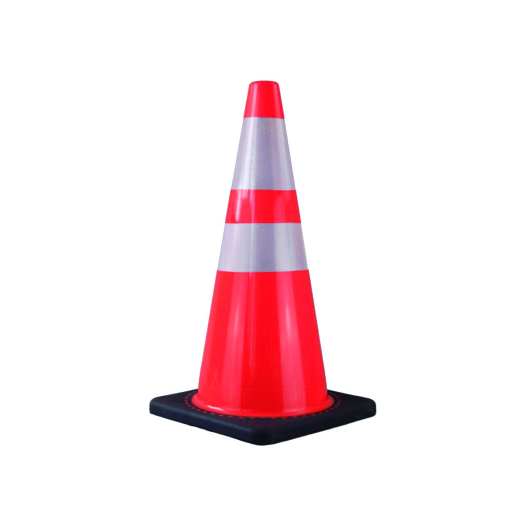 Cono de Seguridad Vial PVC 28" / 70 cm Base Negra Reflectante Resistor
