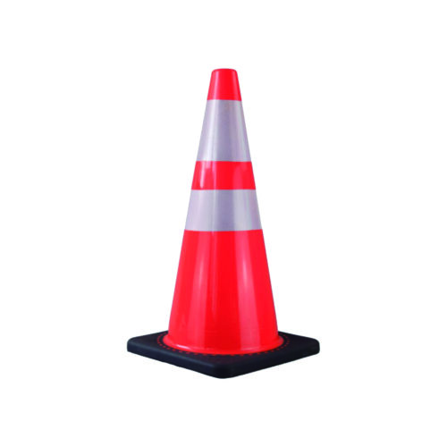 Cono de Seguridad Vial PVC 28" / 70 cm Base Negra Reflectante Resistor