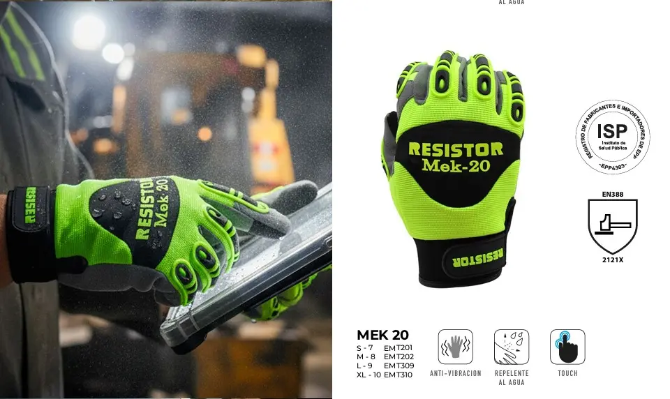 Guante antivibración MEK 20 HV protección TPR