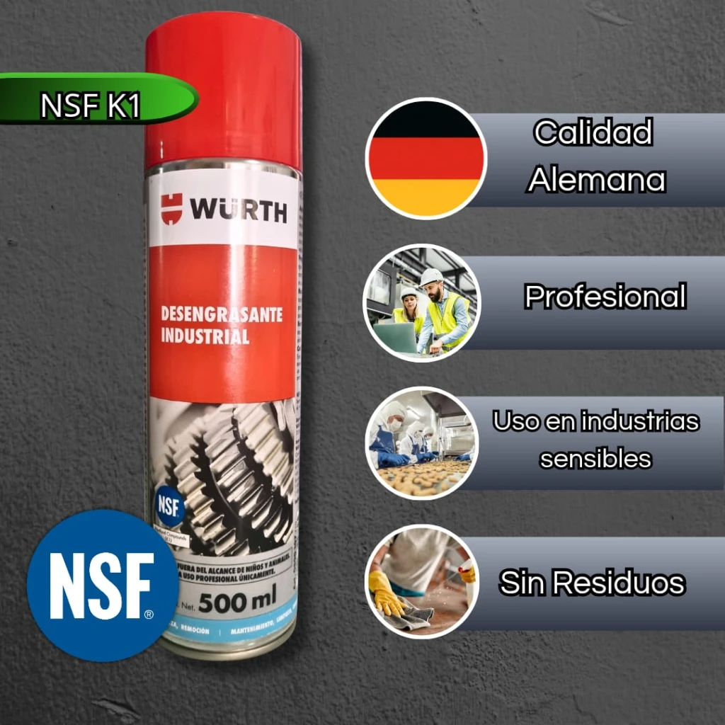 Desengrasante WURTH - Para zonas de proceso alimenticio NSF K1