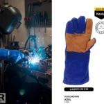 Guante soldador azul Kevlar 14 resistente al fuego y chispas