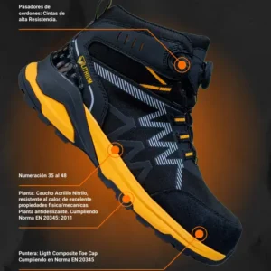 Zapatos de seguridad impermeable waterproof LITHIUM LT-502 con botón giratorio
