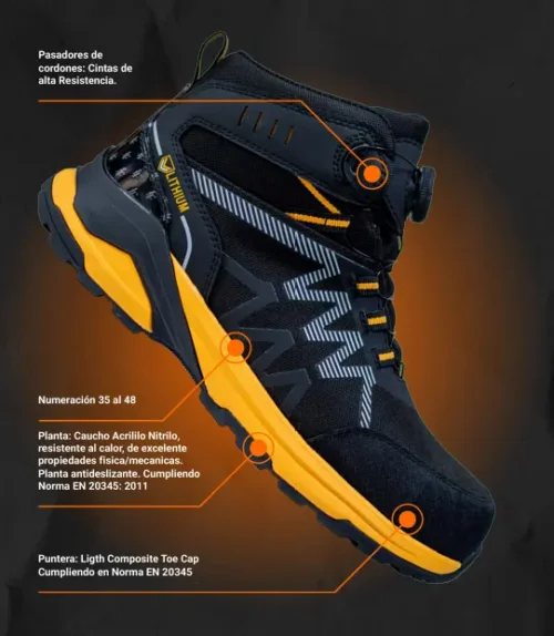 Zapatos de seguridad impermeable waterproof LITHIUM LT-502 con botón giratorio