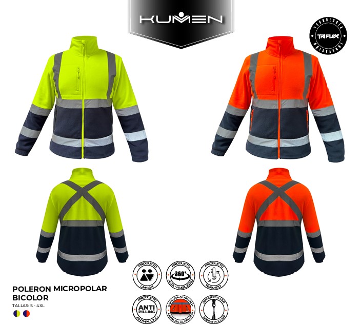 Polerón micropolar alta visibilidad Kumen bicolor