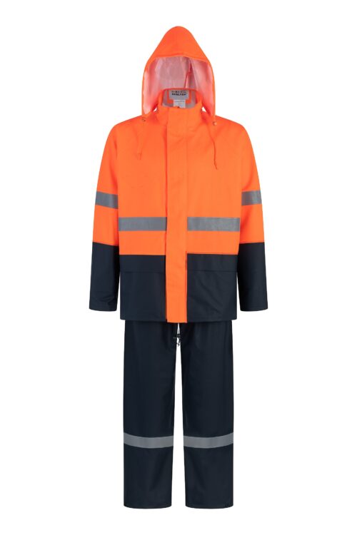 TRAJE SEALTOP PU/PVC BICOLOR NARANJO / AZUL CON CINTA REFLECTANTE SIBERIA