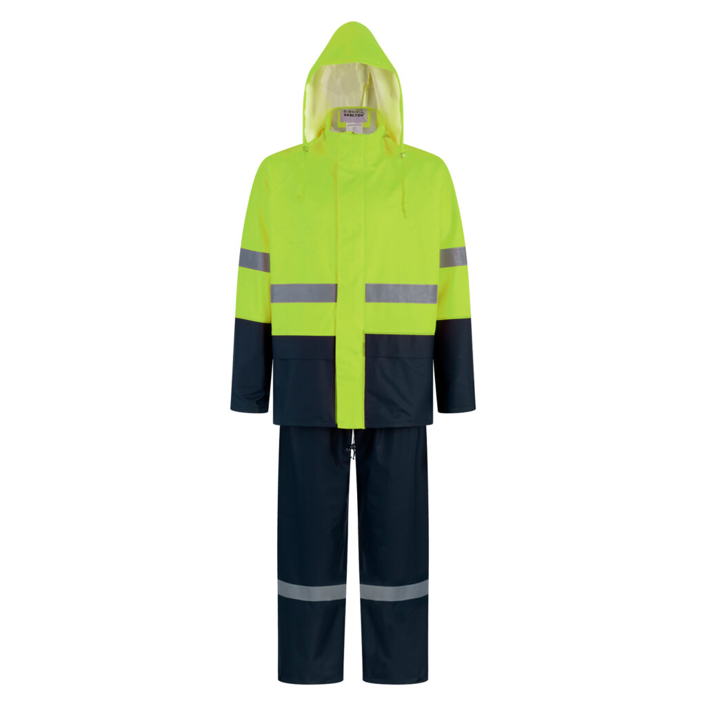 TRAJE SEALTOP PU/PVC ANTIÁCIDO AMARILLO/AZÚL CON CINTA REFLECTANTE SIBERIA
