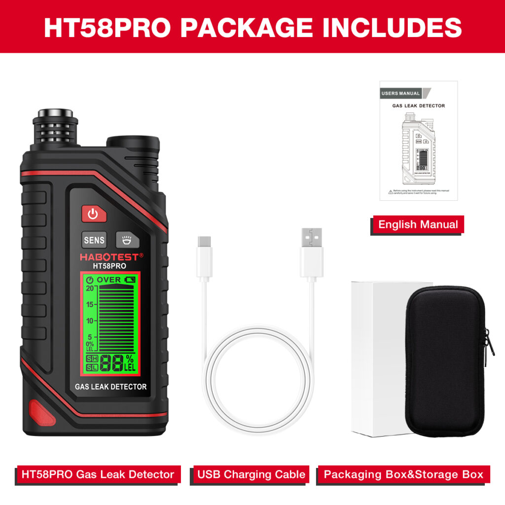 Detector de Fugas de Gas Licuado GLP HABOTEST HT58PRO Recargable USB