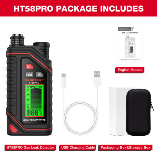 HT58PRO 属性图-白底 Detector de Fugas de Gas Licuado GLP HABOTEST HT58PRO Recargable USB