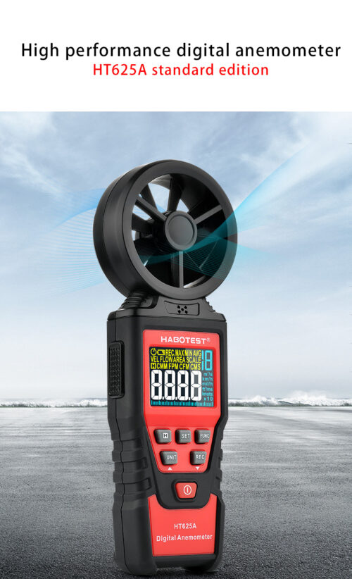 Anemómetro digital portátil HABOTEST HT625A para medir caudal de aire