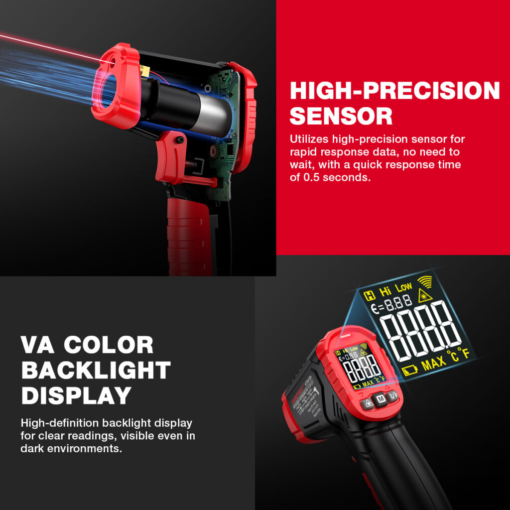 Termómetro infrarrojo industrial HABOTEST HT641B hasta 600 °C