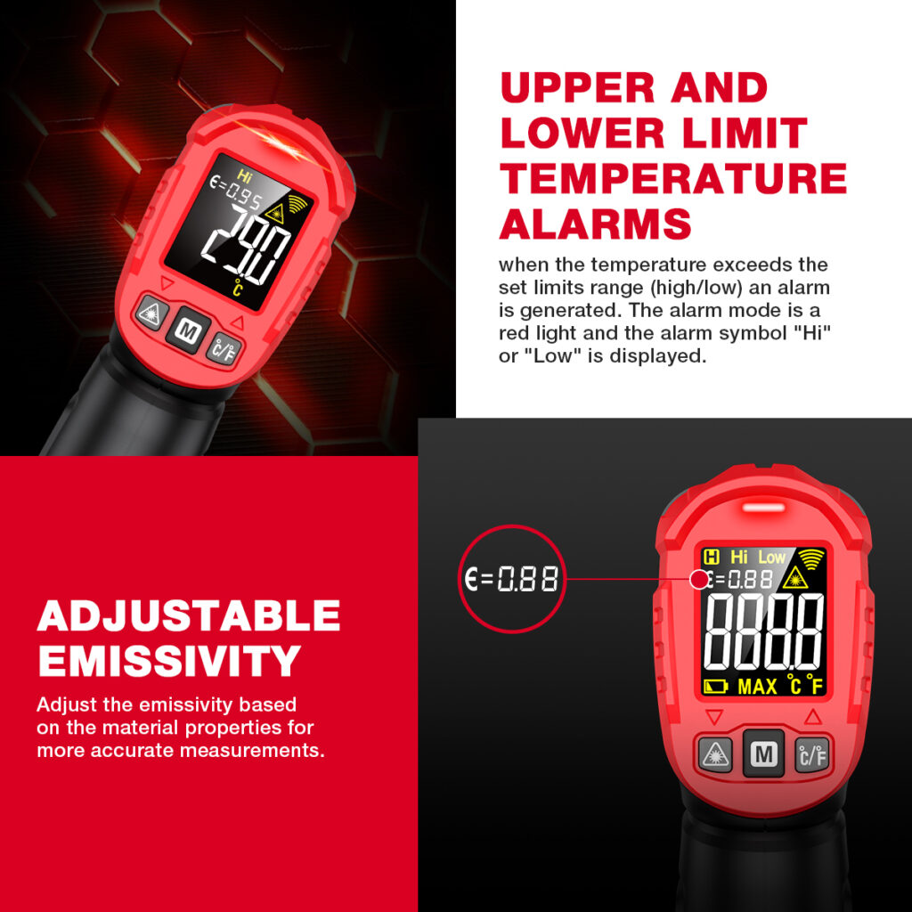 Termómetro infrarrojo industrial HABOTEST HT641B hasta 600 °C