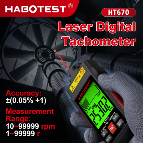 4112140f-6bdc-444e-890b-c52ead6bbd62 Tacómetro digital láser HABOTEST HT670 para medir RPM sin contacto