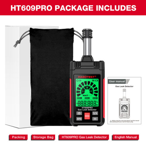 Detector portátil de fugas de gas HABOTEST HT609PRO con temperatura y humedad