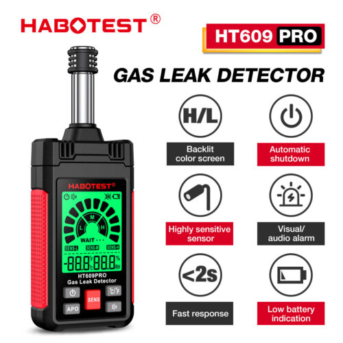 Detector portátil de fugas de gas HABOTEST HT609PRO con temperatura y humedad