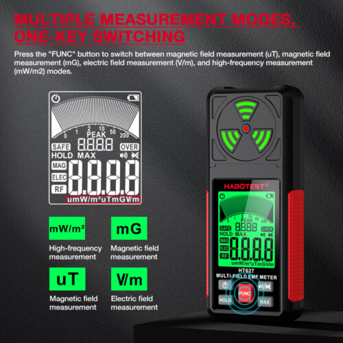 Medidor de campos electromagnéticos HABOTEST HT627 EMF 3 en 1