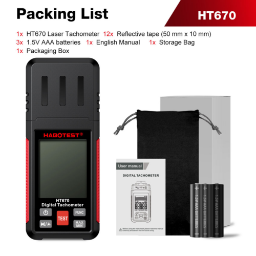 d847f89c-08ce-4dd5-829b-ad164c401c97 Tacómetro digital láser HABOTEST HT670 para medir RPM sin contacto