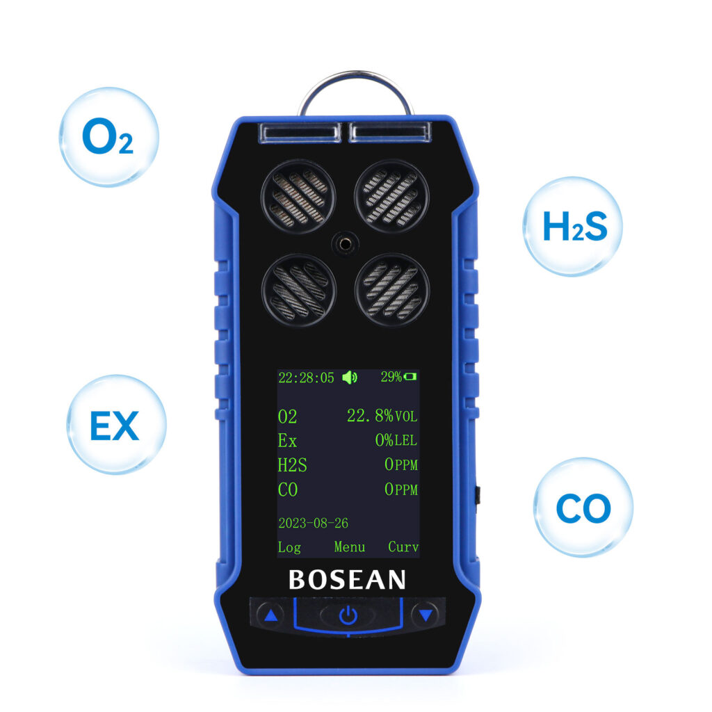 Detector Multigás BOSEAN BH-4S de 4 Gases O₂, CO, H₂S y LEL